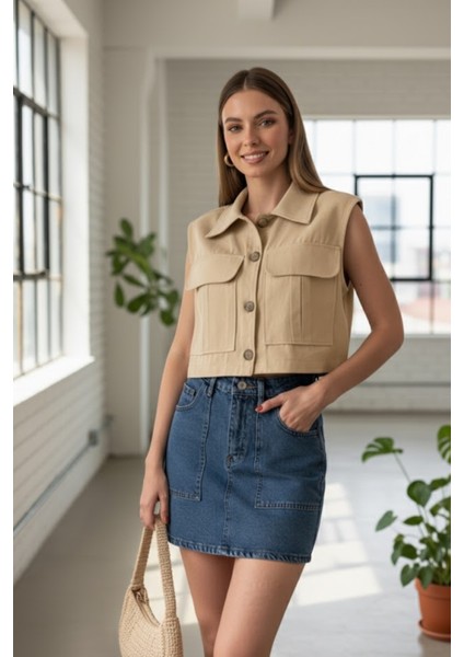 Kadın Ceket Yaka Düğmeli Yelek fiyatları