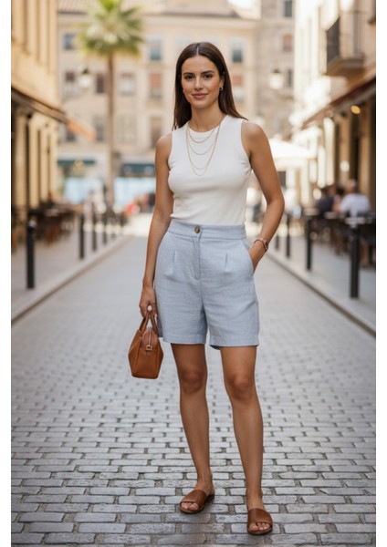 Kadın Premium Kalite Keten Şort