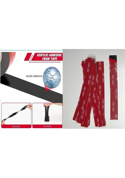100 Adet 3m Çift Taraflı Montaj Bantı Oto Ev Ofis Araba Metal Pvc Plastik Cam -15MM Genişlik - 14 cm