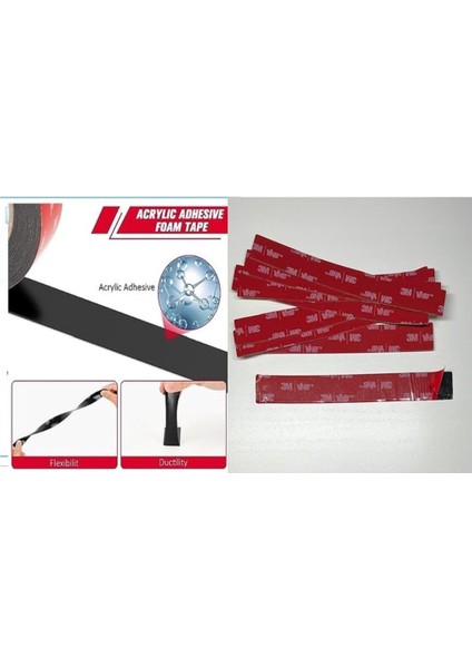 100 Adet 3m Çift Taraflı Montaj Bantı Oto Ev Ofis Araba Metal Pvc Plastik Cam -15MM Genişlik - 14 cm modelleri