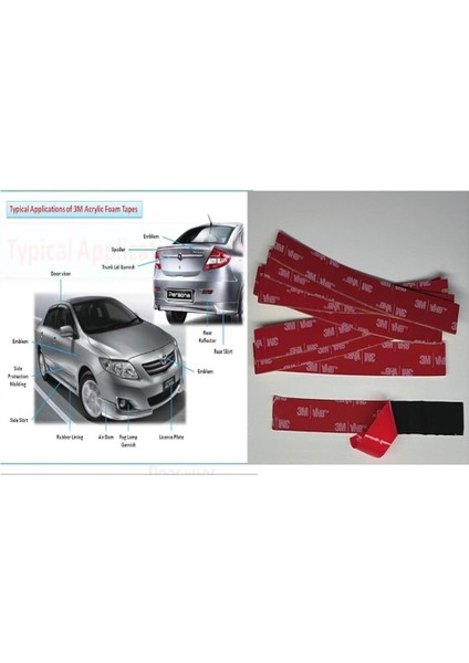 100 Adet 3m Çift Taraflı Montaj Bantı Oto Ev Ofis Araba Metal Pvc Plastik Cam -15MM Genişlik - 14 cm fırsatları