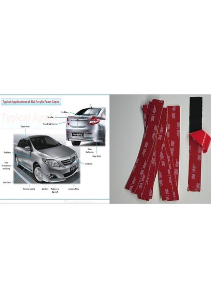 100 Adet 3m Çift Taraflı Montaj Bantı Oto Ev Ofis Araba Metal Pvc Plastik Cam -15MM Genişlik - 14 cm indirimleri