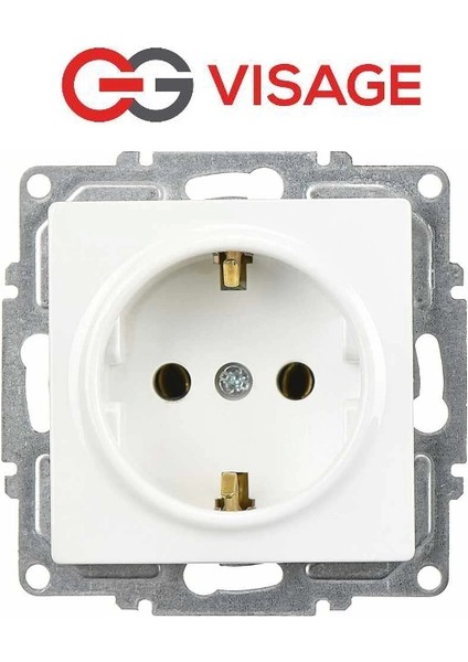 Visage Beyaz Topraklı Priz Çerçevesiz - Priz ve Anahtar Için Uyumlu Çerçeve