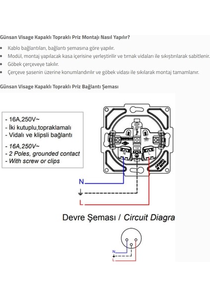 Visage Beyaz Topraklı Priz Çerçevesiz - Priz ve Anahtar Için Uyumlu Çerçeve modelleri