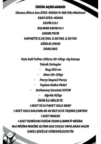 Salt Father 203CM 30-130GR Okuma Altera Sea ATES-4000A Jig Olta Seti fiyatları