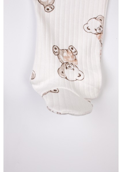 Yenidoğan Patikli Tulum Ayıcık Baskılı Çıtçıtlı Bebek Tulumu modelleri