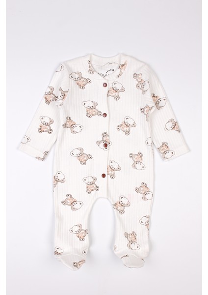 Yenidoğan Patikli Tulum Ayıcık Baskılı Çıtçıtlı Bebek Tulumu indirimleri