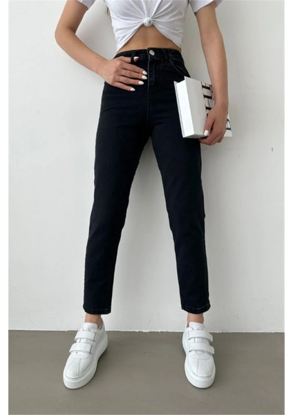 Tommytom Zaha Dores Siyah Solmaz Mam Jean Kadın Yüksek Bel Power Likra 2025