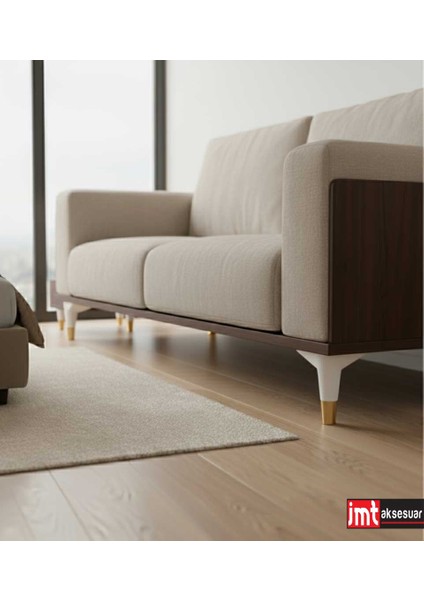 Puma 15 cm Beyaz-Altın Mobilya Kanepe Tv Ünitesi Konsol Dolap Komedin Ayağı