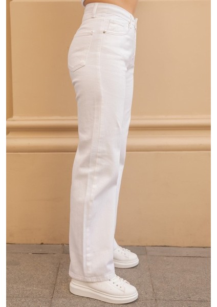 1999' Italy Palazzo Wideleg Jean Beyaz Salaş Power Likra Kadın Yüksek Bel Toparlayıcı modelleri