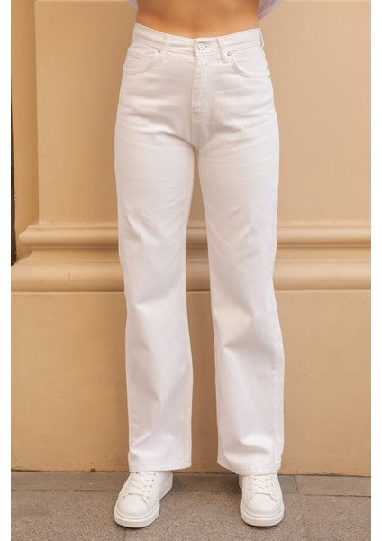 1999' Italy Palazzo Wideleg Jean Beyaz Salaş Power Likra Kadın Yüksek Bel Toparlayıcı indirimleri