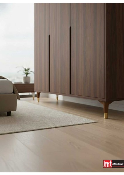 Puma 15 cm Ceviz-Altın (4 Adet) Mobilya Kanepe Tv Ünitesi Konsol Dolap Komidin Ayağı