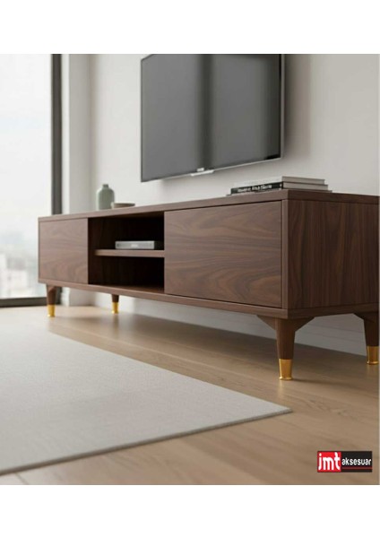 Puma 15 cm Ceviz-Altın (4 Adet) Mobilya Kanepe Tv Ünitesi Konsol Dolap Komidin Ayağı