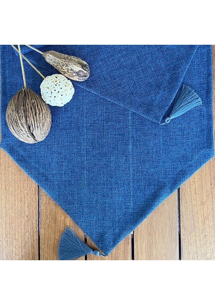 Desenizmir Keten Dokulu Mavi Runner