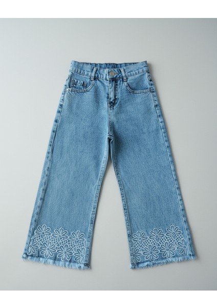 Dantel Nakışlı Kot Pantolon Kız Çocuk fiyatları