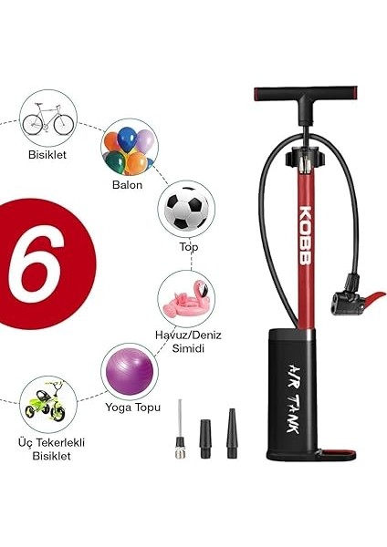 KB3256D 87 Psı Dijital Basınç Göstergeli Taşınabilir El Pompası, Kırmızı/siyah modelleri