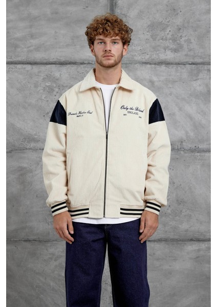 Ekru Beyaz Nmrc Nakış Detaylı Kadife Oversize Ceket fiyatları