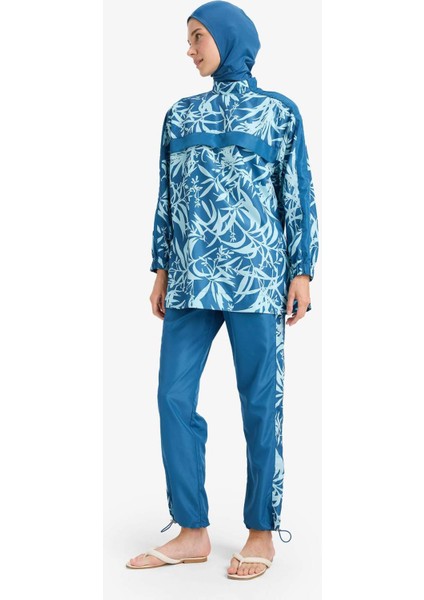 Regular Fit Su Itici 3'lü Desenli Burkini Tesettür Mayo Takım E7996AX25HS fiyatları
