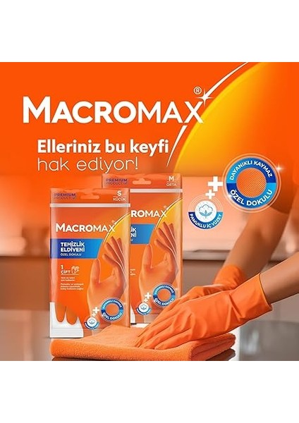 Küçük Boy Small Beden Temizlik Eldiveni Pamuklu Iç Yüzeyli, Kaydırmaz Desenli modelleri