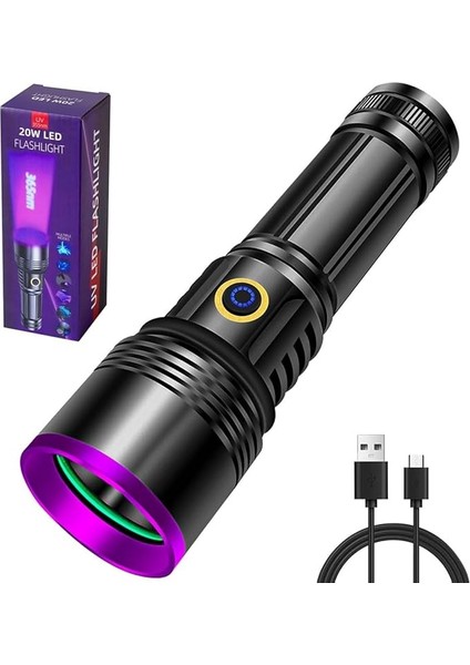 365NM Profesyonel Güçlü Mor Uv Işık El Feneri Evcil Hayvan Idrarı Tespiti, Para Kontrol, Kıymetli Evrak