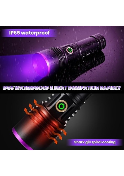 365NM Profesyonel Güçlü Mor Uv Işık El Feneri Evcil Hayvan Idrarı Tespiti, Para Kontrol, Kıymetli Evrak fırsatları