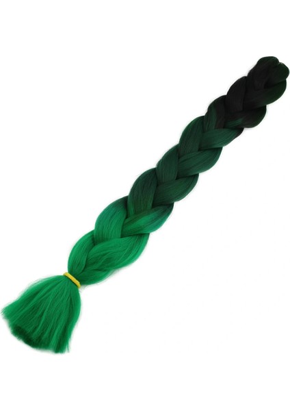 Afrika Örgüsü ve Rasta Için Sentetik Ombreli Saç - Siyah / Koyu Yeşil / Açık Yeşil