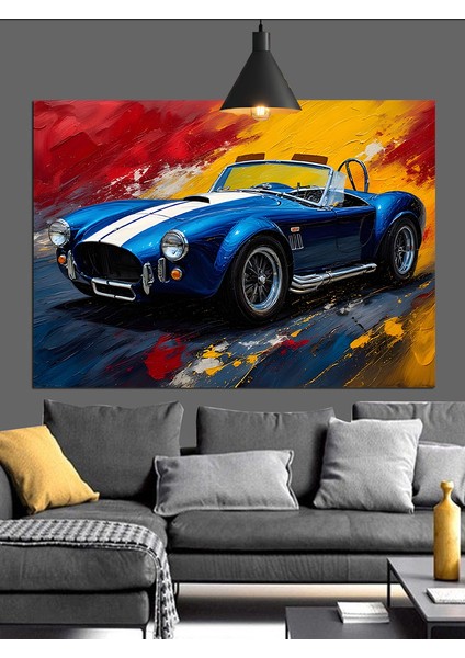Parlak Mavi Spor Araba Dekoratif Kanvas - Mdf Ahşap Tablo fırsatları