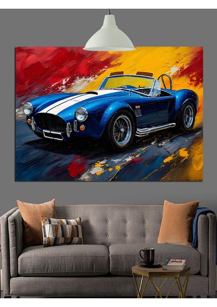 Parlak Mavi Spor Araba Dekoratif Kanvas - Mdf Ahşap Tablo indirimleri