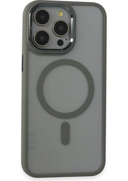 iPhone 15 Pro Max Kılıf Room Magneticsafe Silikon - Gri (K95)