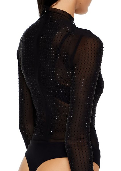 Kristal Taşlı Yüksek Yaka Bodysuit modelleri