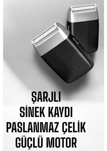 Tıraş Makinesi Sinek Kaydı Paslanmaz Çelik Taşınabilir Şarjlı