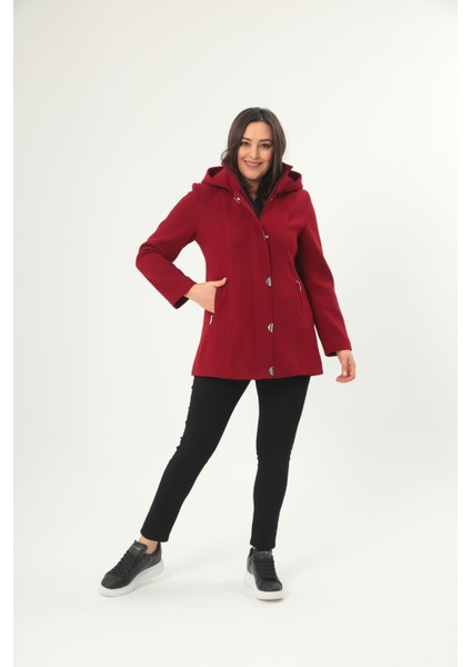 Kapüşonlu Cepli Kaşe Kaban Çıtçıtlı Büyük Beden modelleri