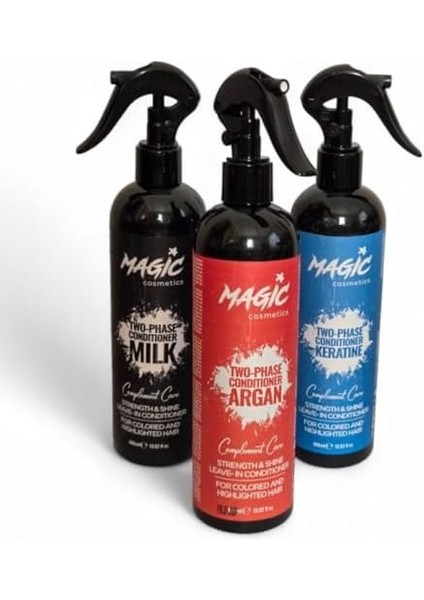 Magic Cosmetics Çift Fazlı Argan Yağı Içerikli Fön Suyu 400 ml – Koruyucu & Besleyici – Güç Parlaklık ve Kolay Tarama Sağlar – Tüm Saç Tipleri Için 2 Phase Conditioner Argan modelleri