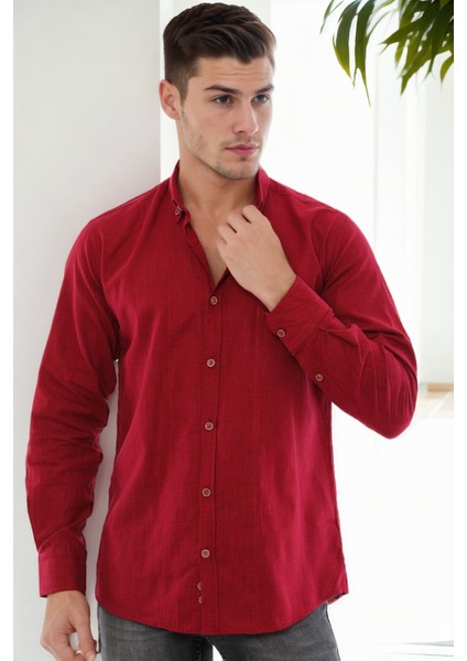 G921 Dewberry Erkek Gömlek-Bordo