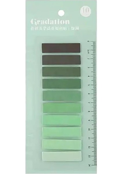 Koyu Yeşil Tonları Temalı 10 Renkli Cetvelli Index • Index Sticker • Post-It • Sticky Note