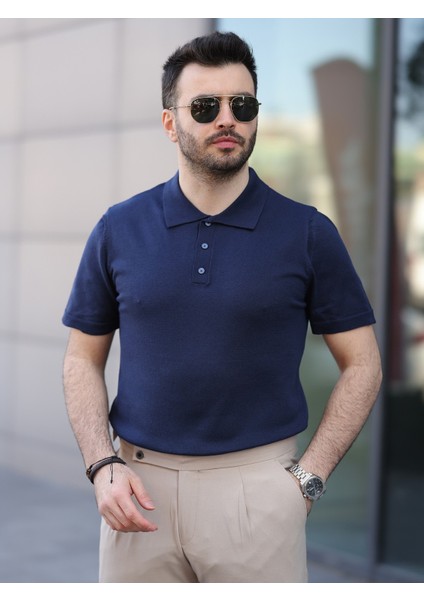 Basic Düğmeli Pamuklu Triko Tshirt