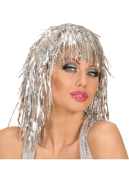 Gümüş Işıltılı Metalize Parti Peruğu - Lisinya