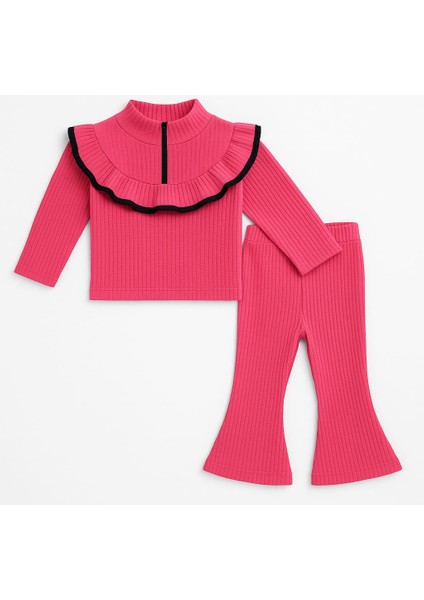 Fırfır Yaka Detaylı Fitilli Kız Çocuk Takım fiyatları