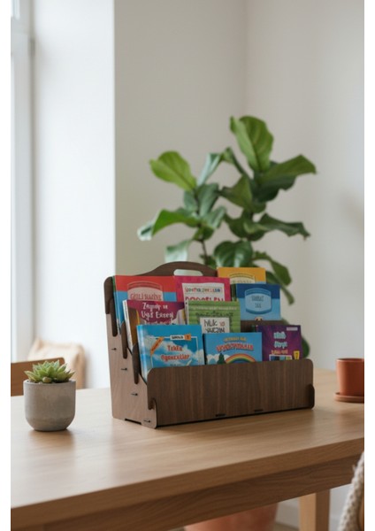 Carry Montessori 4 Raflı Ahşap Mini Kitaplık -Çocuk Odası Kitaplık - Masaüstü Mini Kitaplık