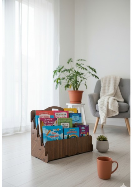 Carry Montessori 4 Raflı Ahşap Mini Kitaplık -Çocuk Odası Kitaplık - Masaüstü Mini Kitaplık indirimleri