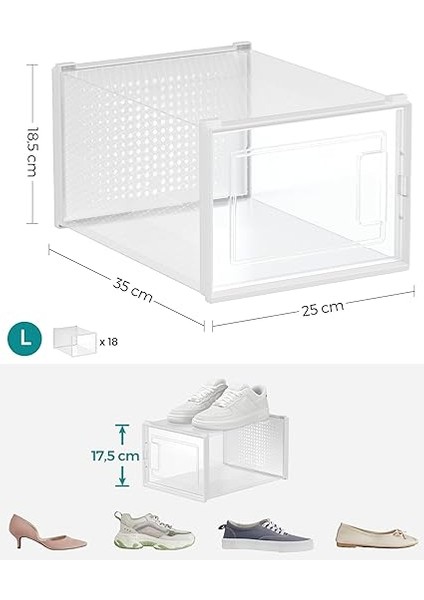 LSP18MWT Ayakkabı Kutusu, 18'li Set, Ayakkabı Saklama Kutusu indirimleri