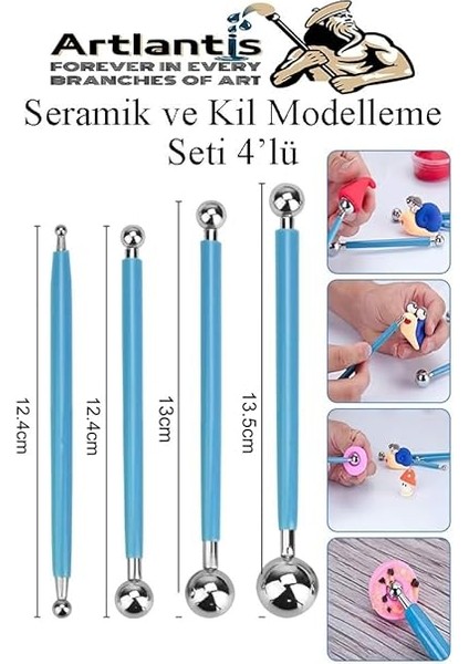 Uçlu Seramik ve Kil Modelleme Seti 4 Lü 1 Paket Polimer Kil Şekillendirme Çömlek Oyma Çiçek Marzipan Mandala Top Ütü fiyatları