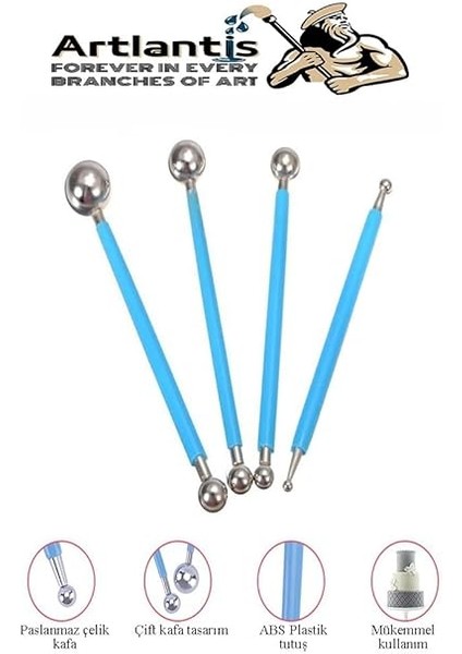 Uçlu Seramik ve Kil Modelleme Seti 4 Lü 1 Paket Polimer Kil Şekillendirme Çömlek Oyma Çiçek Marzipan Mandala Top Ütü indirimleri