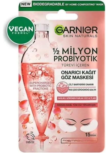 1/2 Milyon Probiyotik Türevi Içeren Onarıcı Kağıt Göz Maskesi
