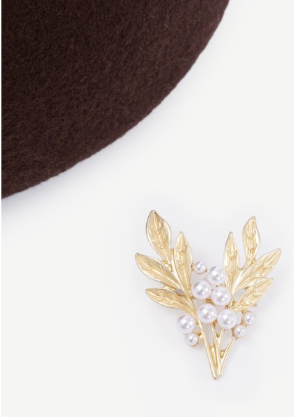 Çiçek Broş Incili Yün Şapka modelleri