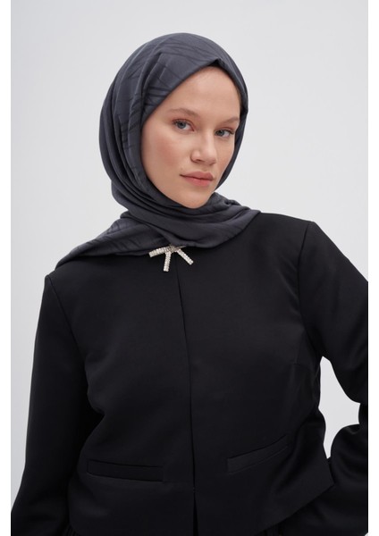 Simetrik Jakar Italyan Ipekli Şal Antrasit