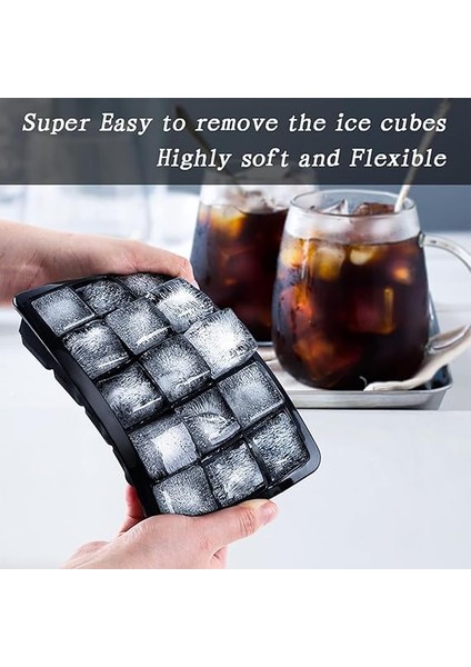 Home 2 Adet Kare Buz Kalıbı, 15 Bölmeli Çok Amaçlı Buz Küpü Kalıbı, Kolay Serbest Bırakma Özelliği, Kahve ve Ev Yapımı Içecekler Için Ideal Dondurucu Kalıpları (2 Adet) modelleri