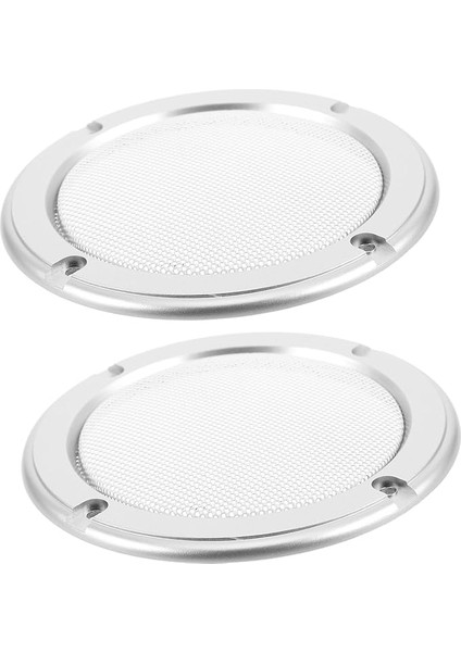 2 Adet Akustik Dekoratif Yüzük Konuşmacı Izgara Örgü Koruyucusu Subwoofer Kapağı Metal Izgara Hoparlör Koruyucu Kapak Hoparlör Gözenekli Izgara Plastik Halka + Demir Ağı Gümüş