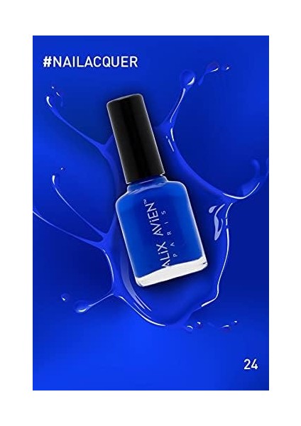 Alıx Avıen Koyu Mavi Oje 24 - Yüksek Pigmentli Uzun Süreli Kalıcılık Hızlı Kuruma - Nail Lacquer 24