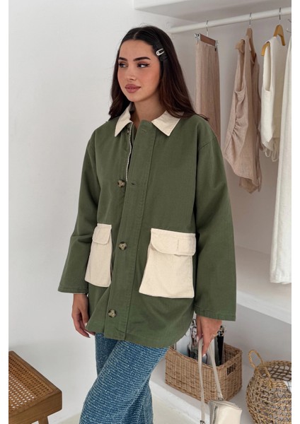 Körüklü Cep Detaylı Yağmur Gabardin Ceket Yeşil fiyatları